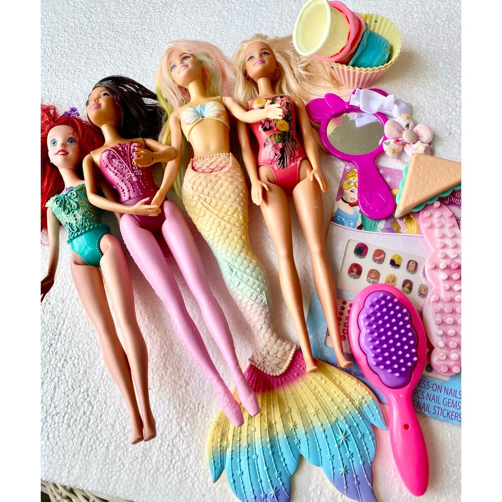 Barbie Dreamtopia lot includes several mermaid dolls and accessories featuring